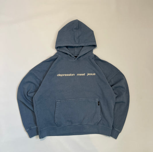 Depression Hoodie VINTAGE BLUE (Cropped)